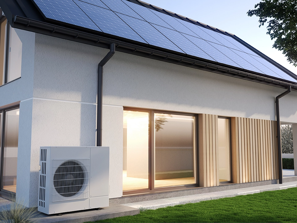 Modern home with Navien gas boiler on the outside